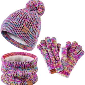 Kids Winter Hat Gloves Scarf Set