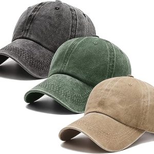 3 Pack Washed Plain Vintage Baseball Cap